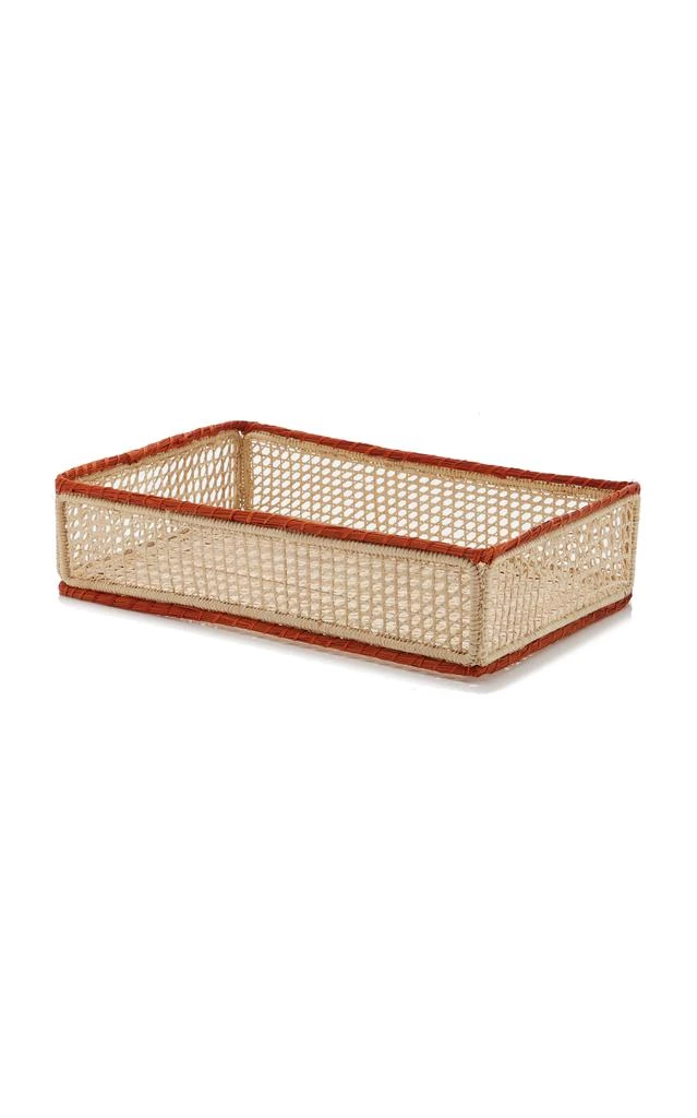 MoDA Moda Domus - Ojo Perdiz Large Raffia Tray - Orange - Moda Operandi 1
