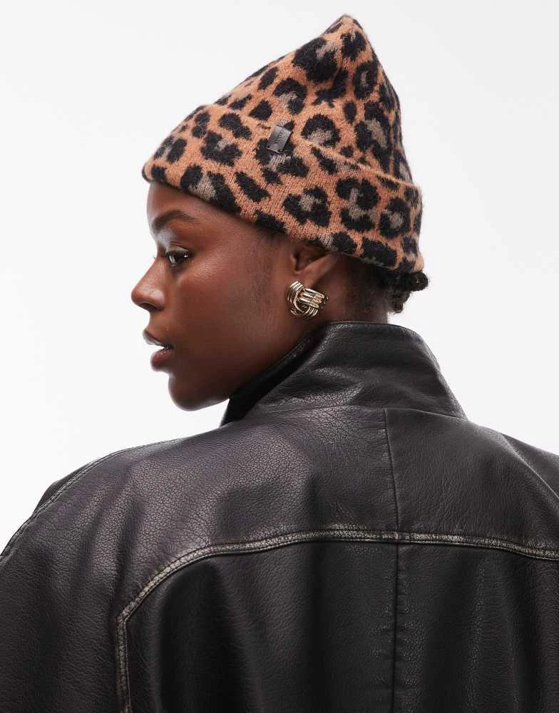 ALL SAINTS AllSaints brushed beanie in leopard print 3