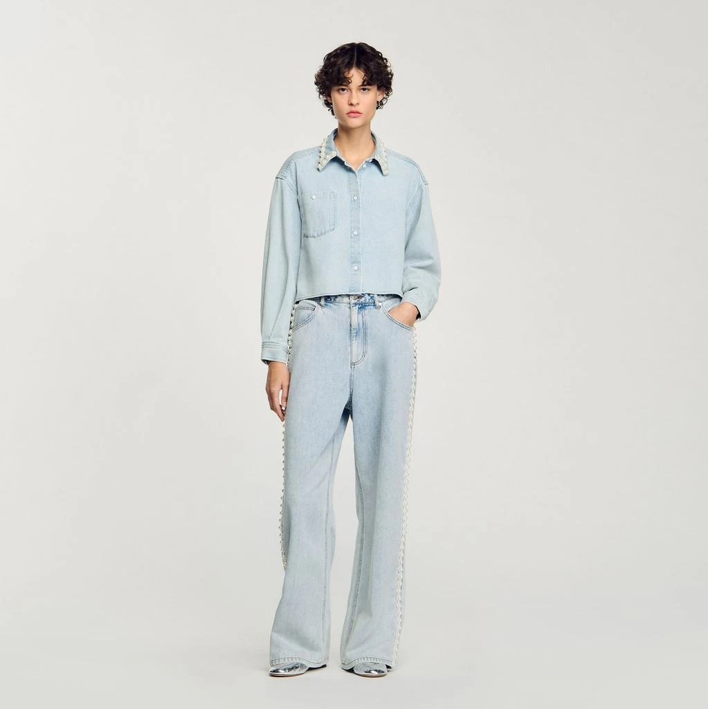Sandro Denim shirt with beaded collar 1