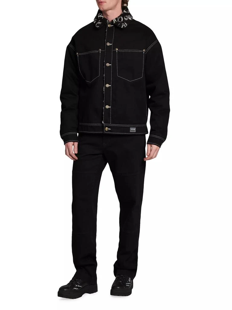 Versace Faux Fur-Trimmed Denim Trucker Jacket 2