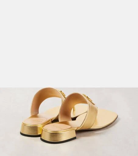 Valentino VLogo Signature metallic leather thong sandals 2