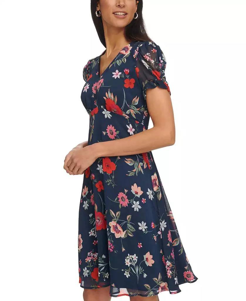 Calvin Klein Women's Printed Chiffon Tulip-Sleeve Dress 3