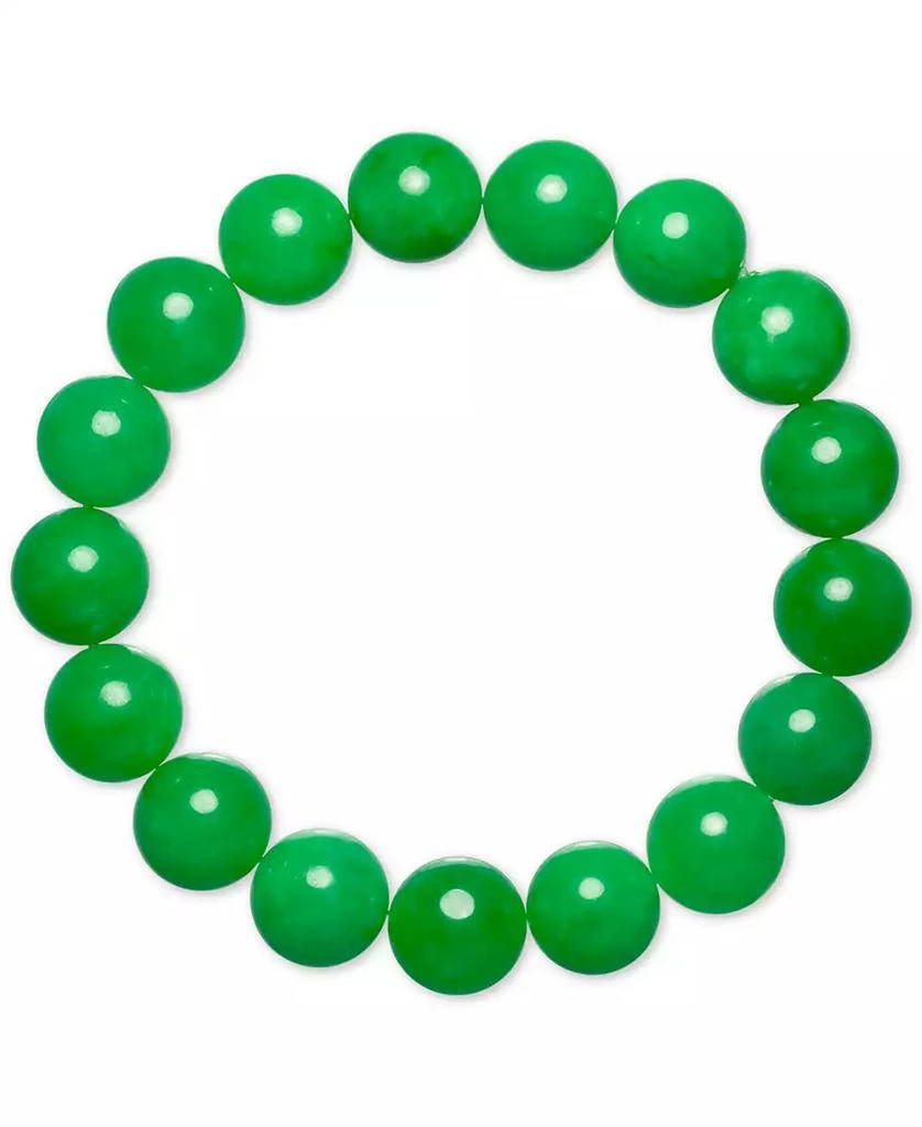 Macy's Dyed Green Jade (12mm) Beaded Stretch Bracelet 1