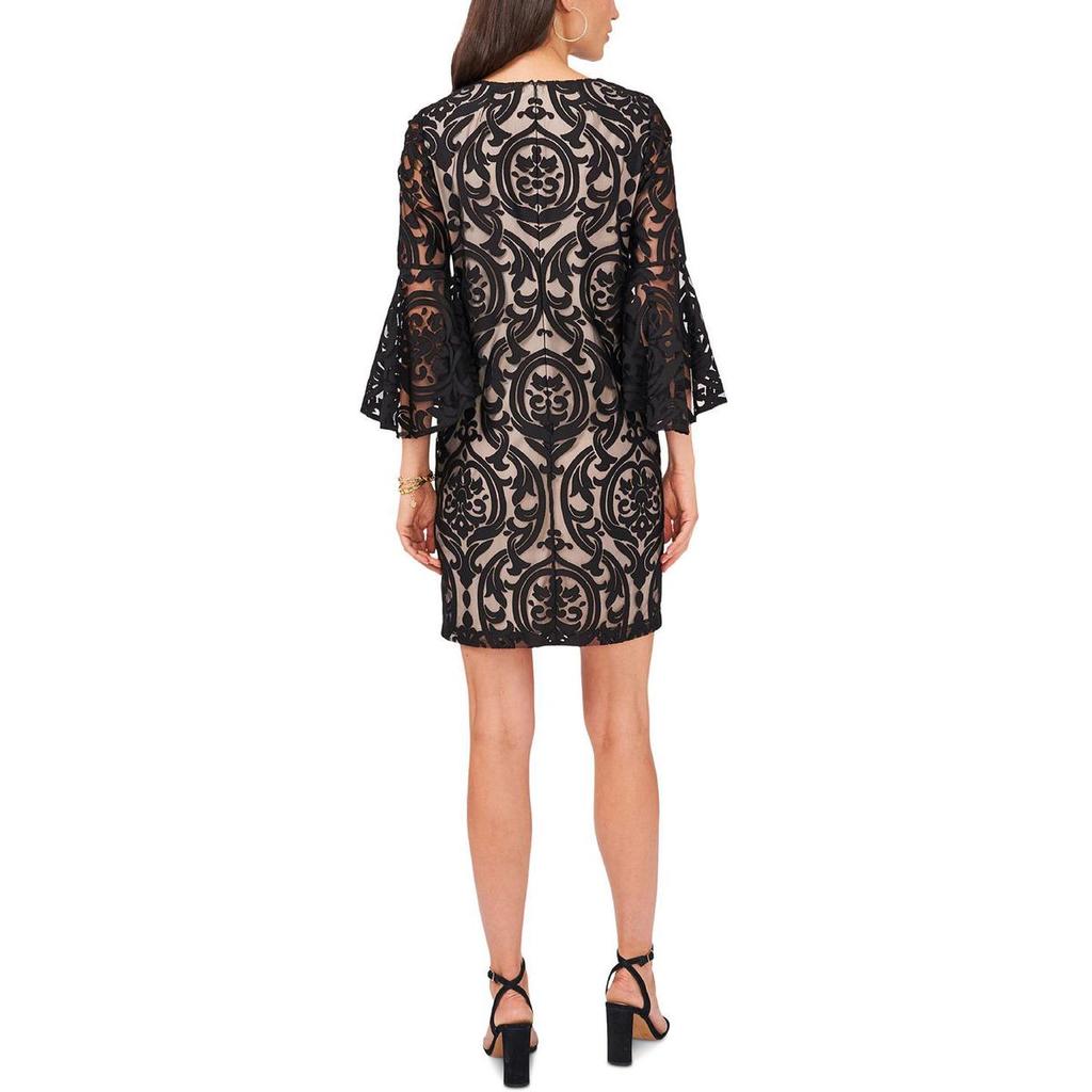 MSK Petites Womens Lace Bell Sleeve Midi Dress