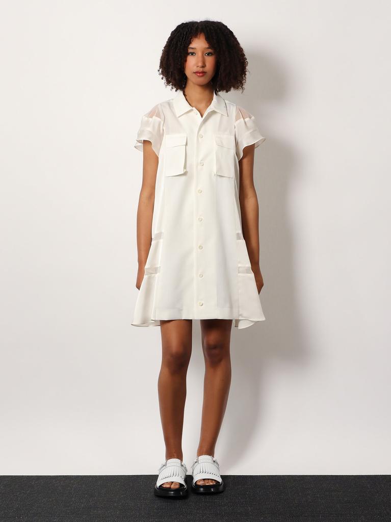Sacai Chemisier dress with voile and satin inserts