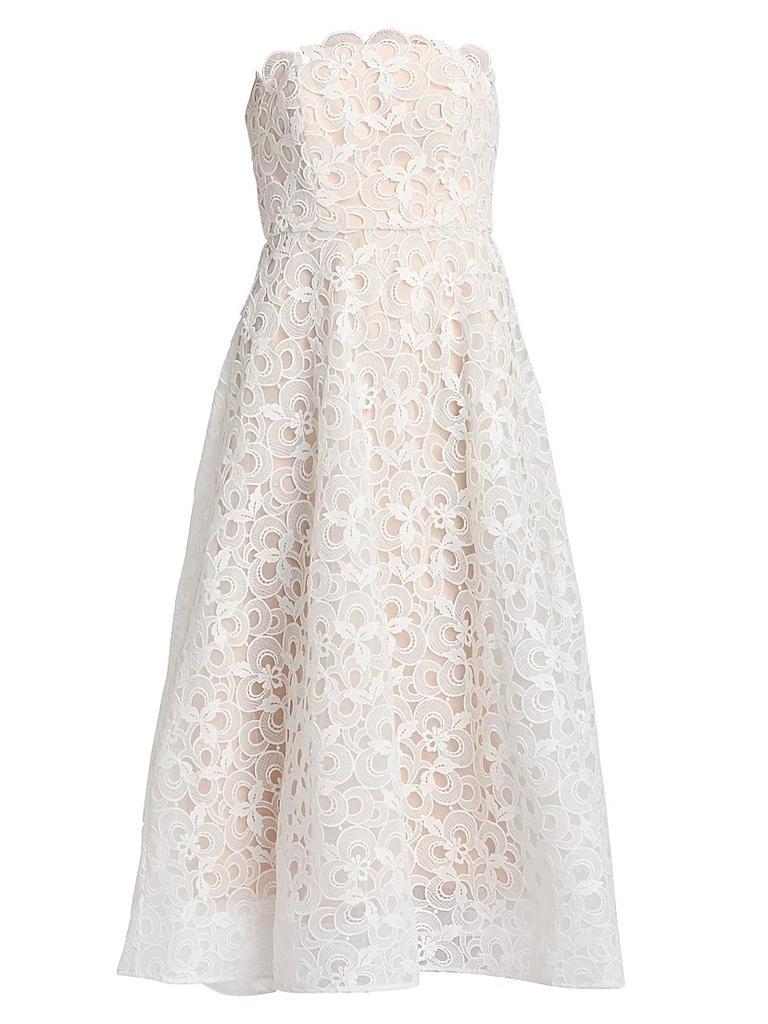 milly floral embroidered mesh strapless midi dress Seraphina Strapless Floral Midi Dress in Blue Multi main image 1