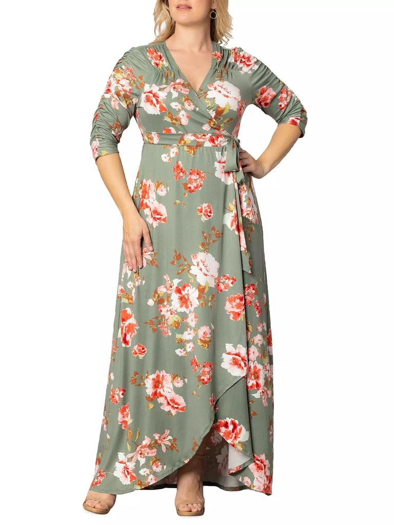 Kiyonna Meadow Dream Floral Wrap Maxi Dress 2