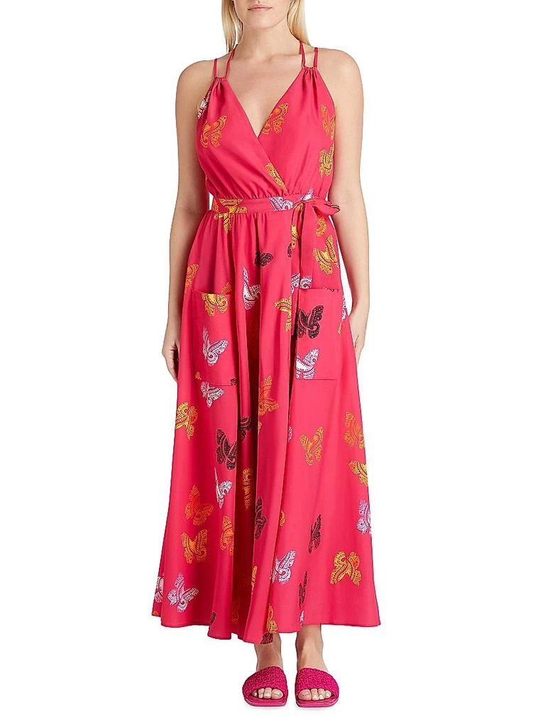 VALIMARE Amelia Paisley Butterfly Surplice Maxi Dress 3