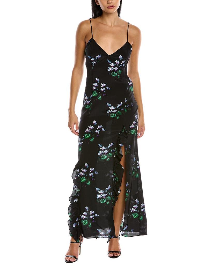 Les Rêveries Les Rêveries Ruffle Cami Silk Maxi Dress