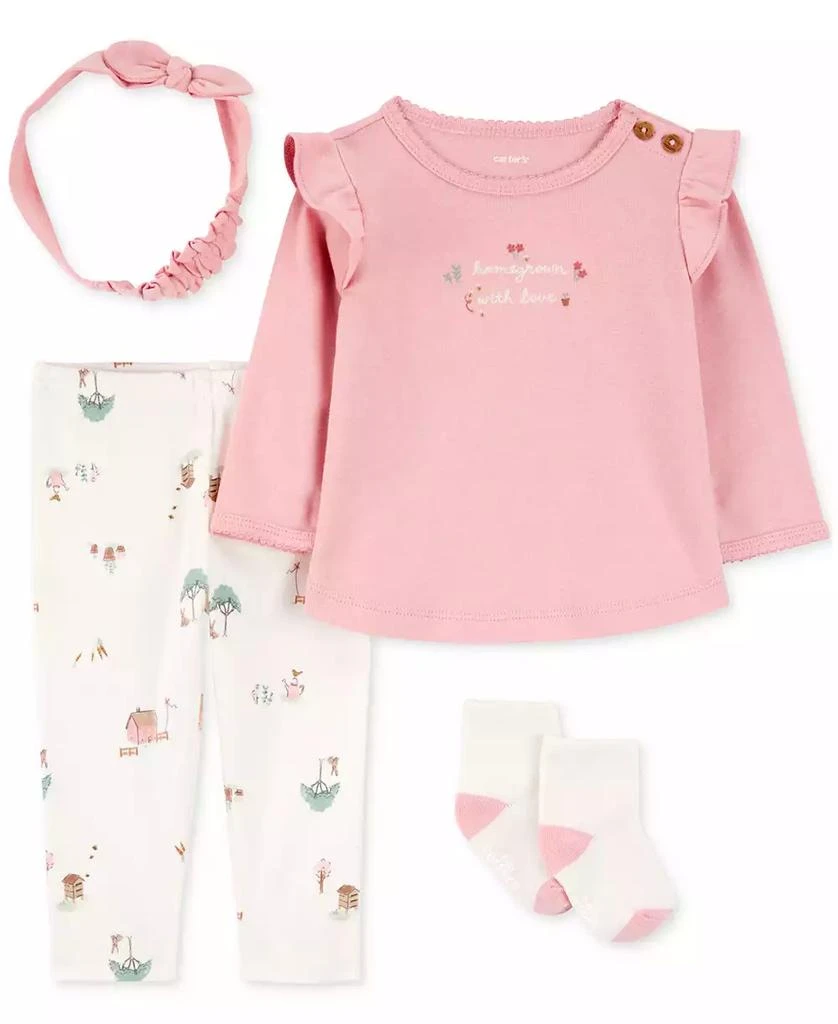 Carter
s Baby Girls Barn-Print Pants, Top, Headwrap
Socks, 4 Piece Set