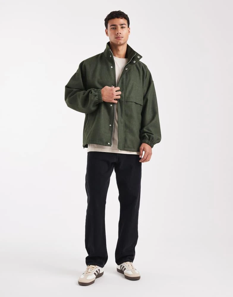 ASOS ASOS DESIGN wool look track jacket in khaki 2