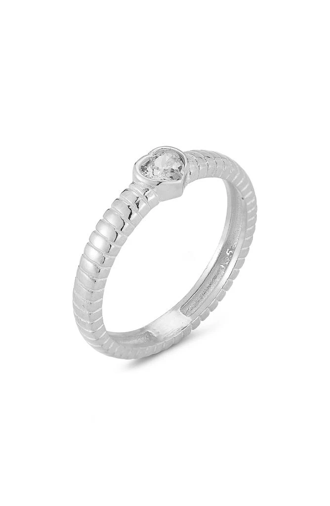 Sphera Milano Rhodium Plated Heart Shape CZ Ring 2