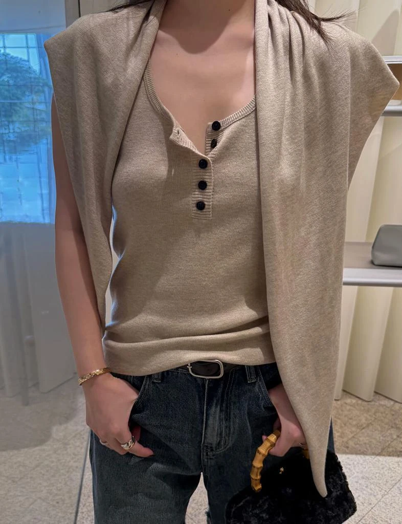 Pixie Market Shawl Knit Button Tank -PREORDER 5