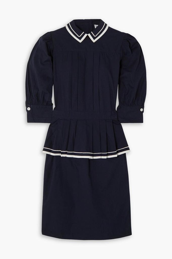 BATSHEVA Rilke pleated cotton-poplin peplum dress