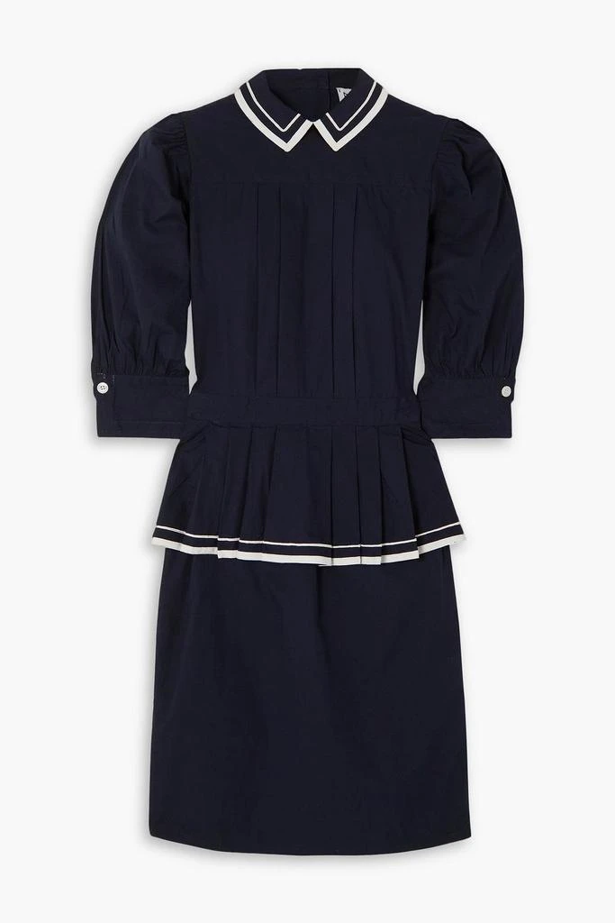BATSHEVA Rilke pleated cotton-poplin peplum dress 1