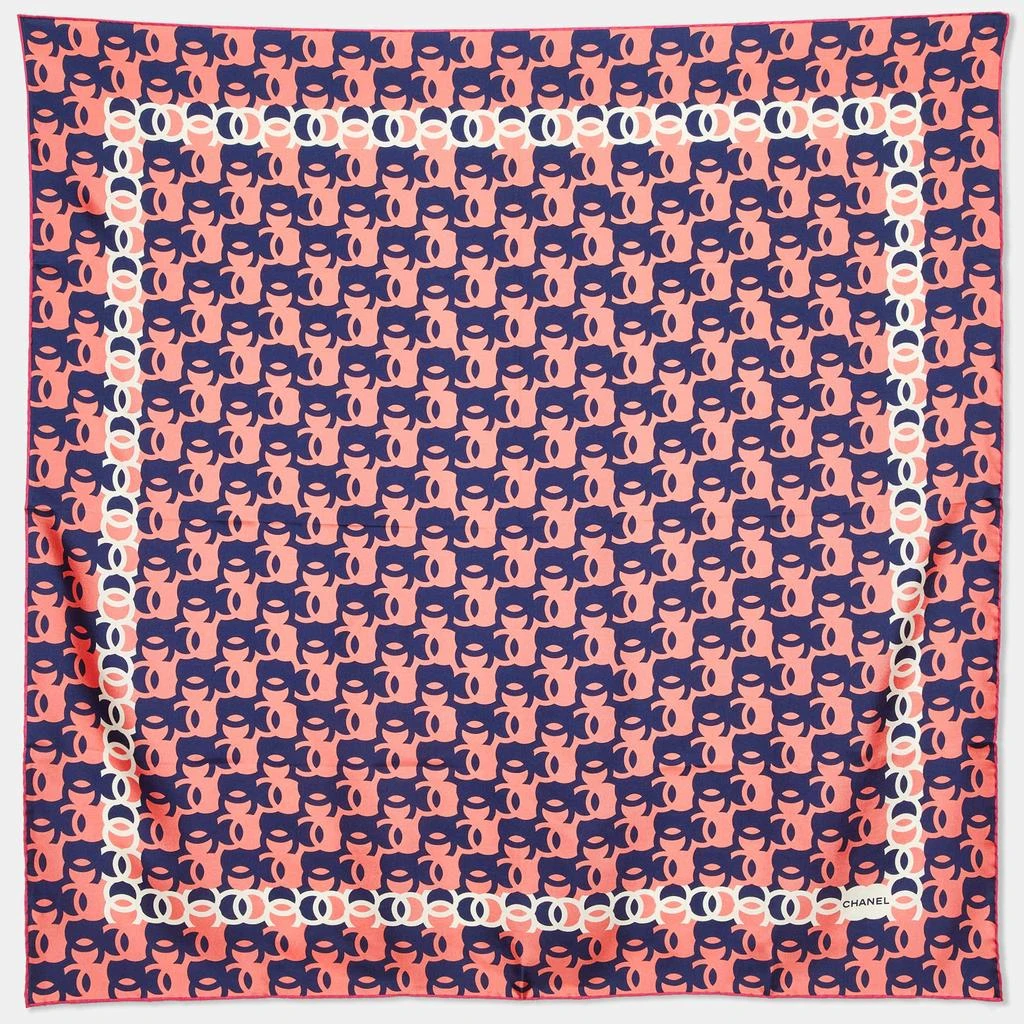 Chanel Chanel Pink/Blue CC Print Silk Square Scarf 1
