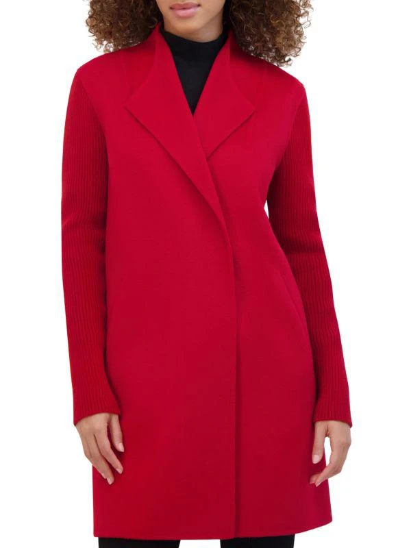 Kenneth Cole Double Breasted Ribbed Sleeve Coat 1