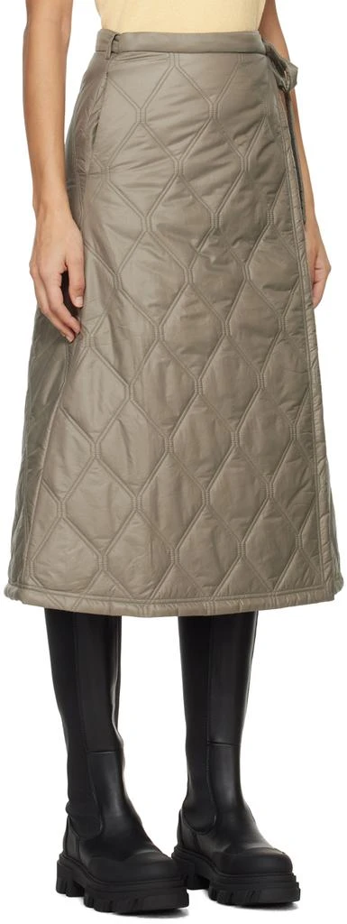 Ganni Brown Quilted Midi Skirt 2