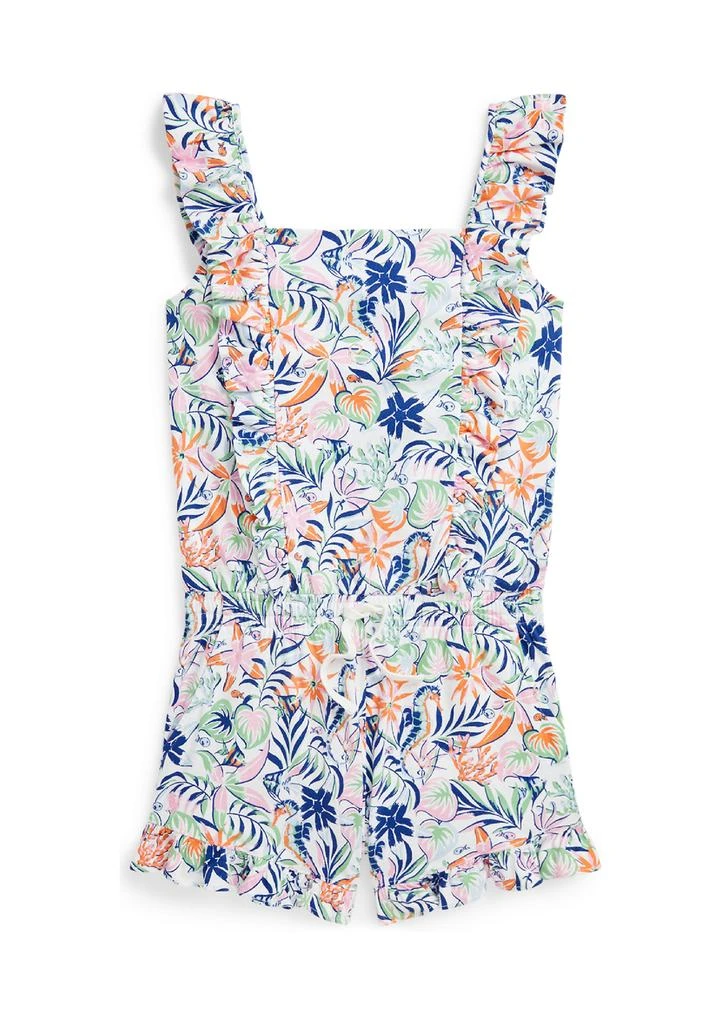 Ralph Lauren Girls 7-16 Tropical Print Ruffled Cotton Romper