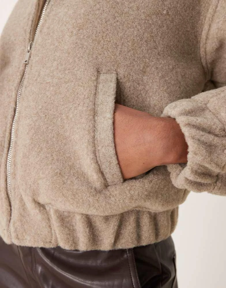 New Look New Look textured oversized bomber jacket in mink 3