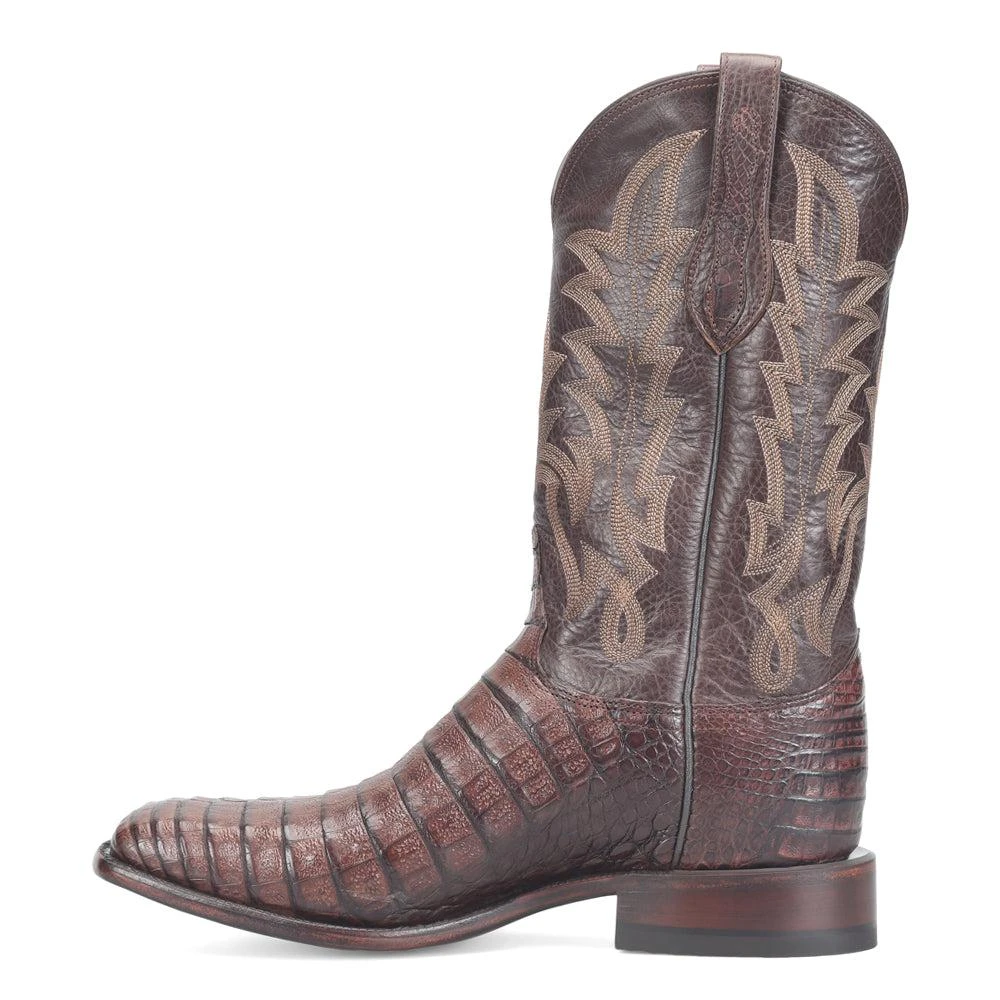 Justin Boots GS 12 Inch French Caiman Square Toe Pull On Cowboy Boots 3