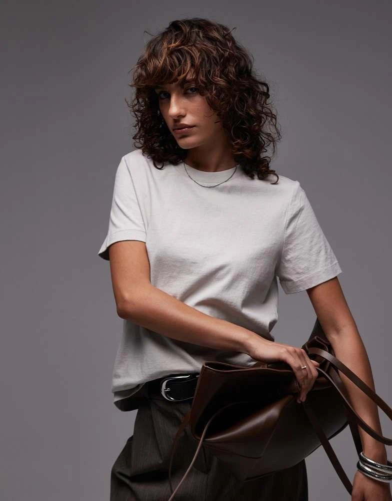 Mango Mango soft touch round neck t-shirt in light beige