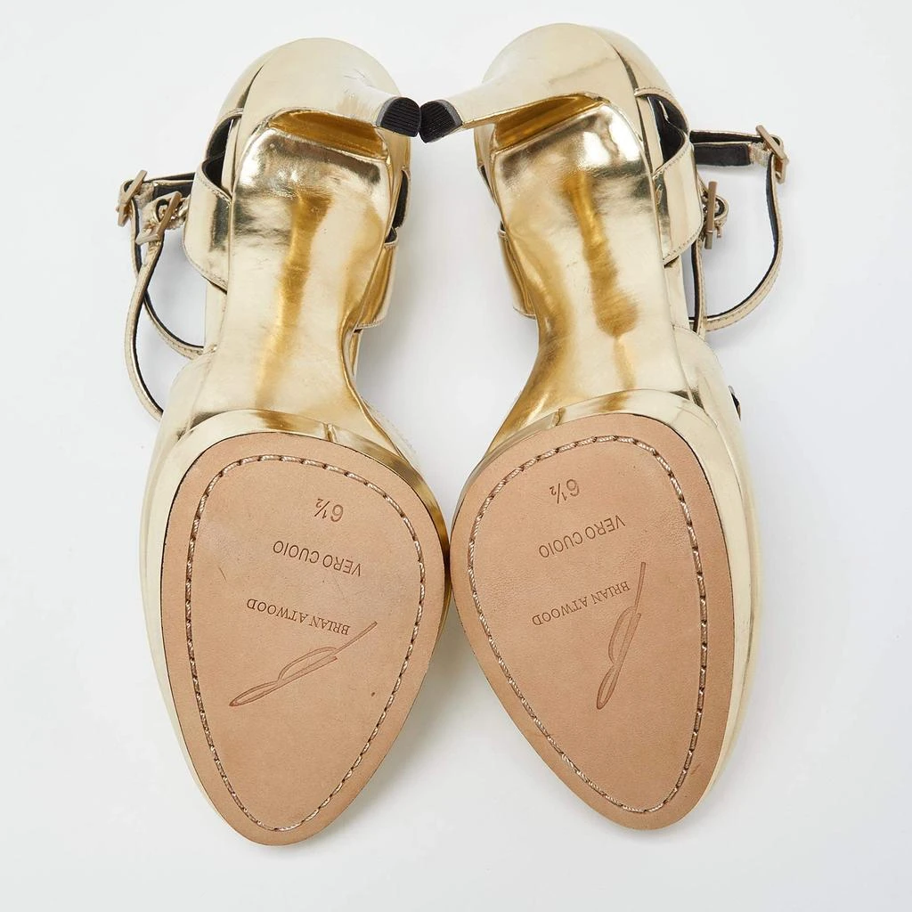 Brian Atwood Brian Atwood Gold Laminated Leather Slingback Pumps Size 37 6