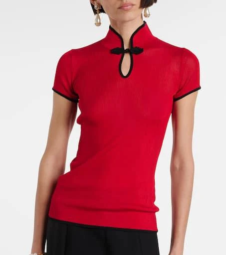 Valentino Ribbed-knit silk lamé top 5