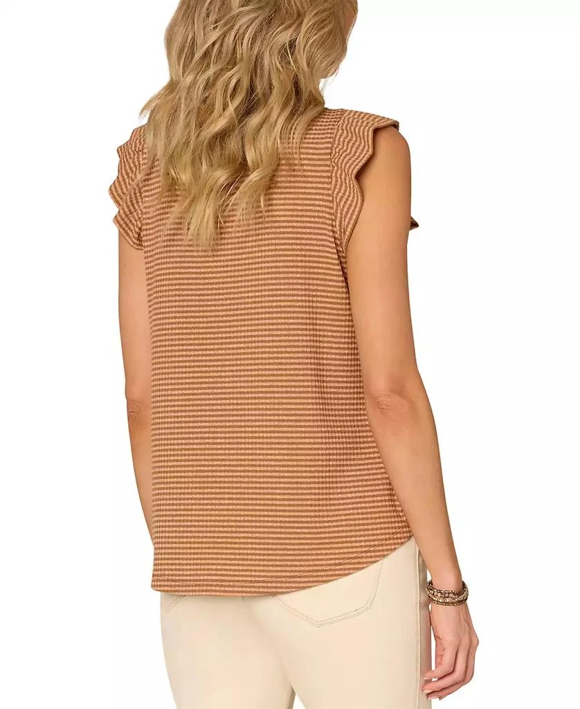 Democracy Women's Ruffled Cap-Sleeve Striped Knit Top 3