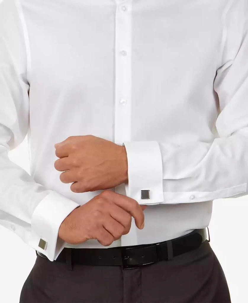 Calvin Klein Men's Slim-Fit Non-Iron Herringbone French Cuff Dress Shirt 3