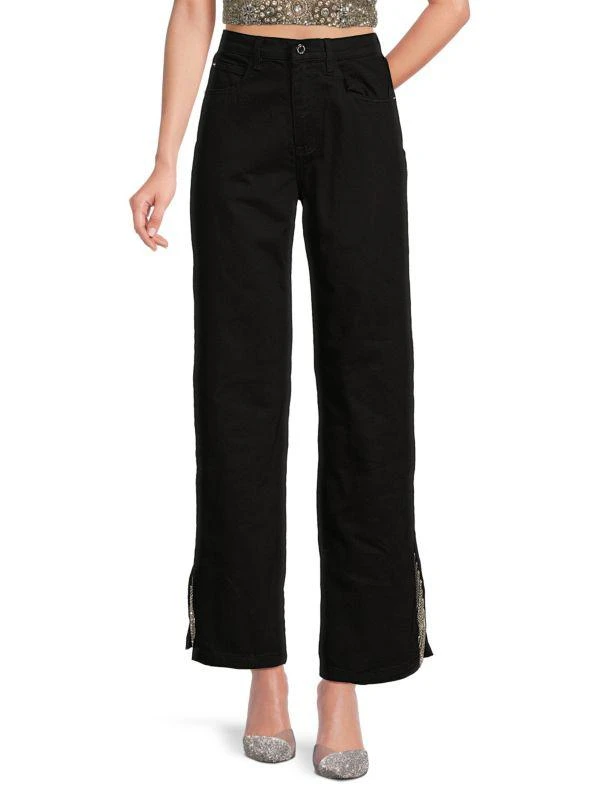 WeWoreWhat Chain Slit Wide Leg Jeans 1
