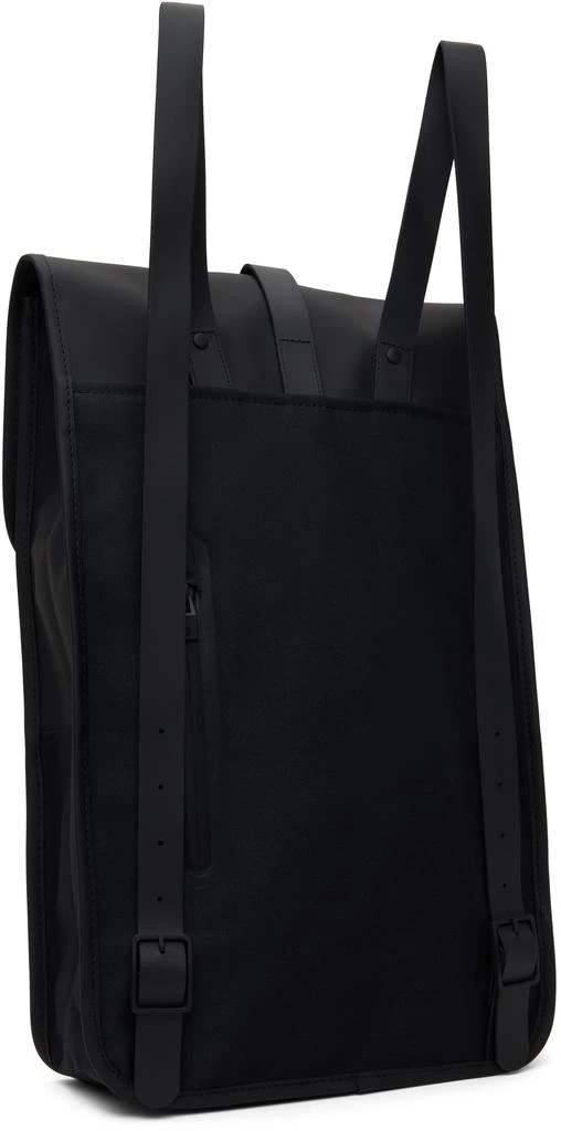 RAINS Black Rubberized Canvas Backpack 3