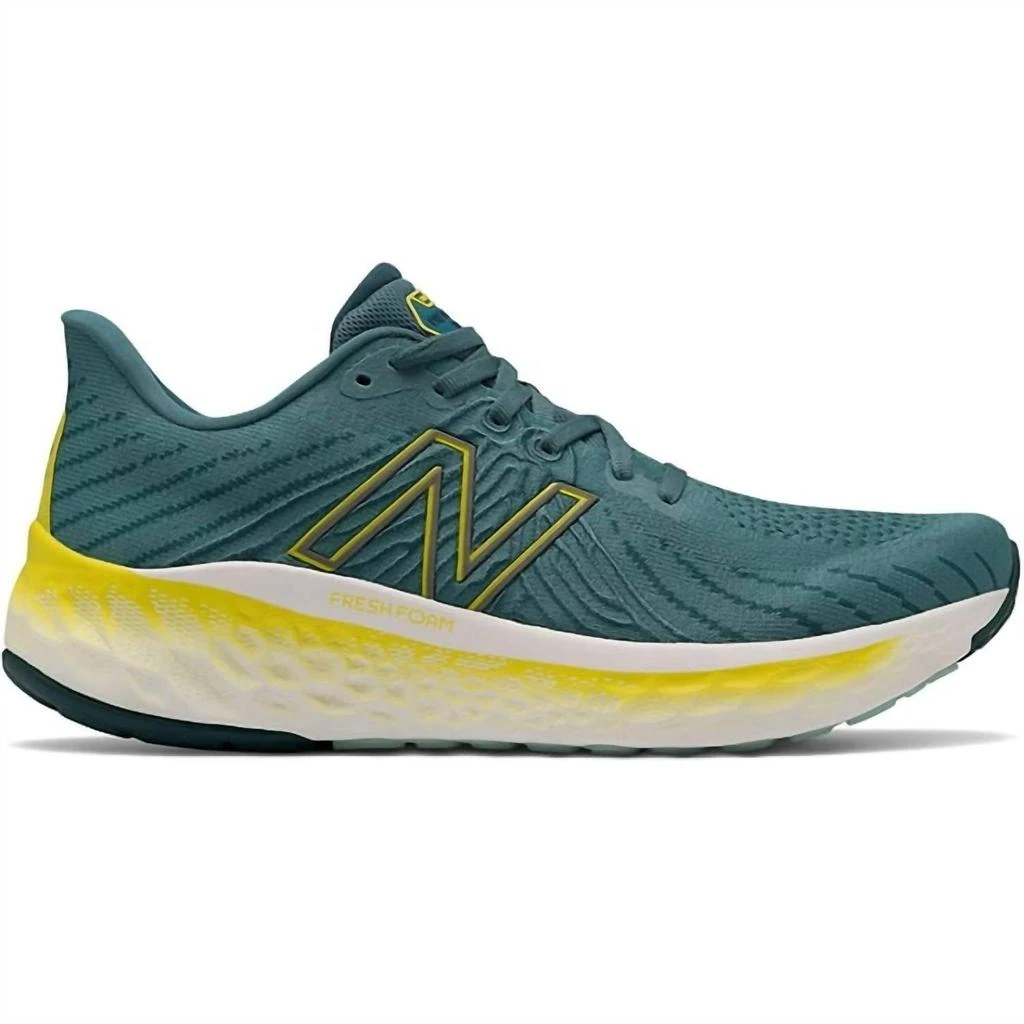 New Balance Men's Fresh Foam X Vongo V5 Running Shoes - 2E/wide Width In Deep Sea W/ Sulpher Yellow 1