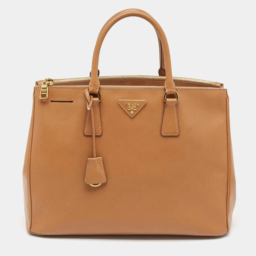 Prada Prada Brown Saffiano Lux Leather Large Double Zip Tote 1