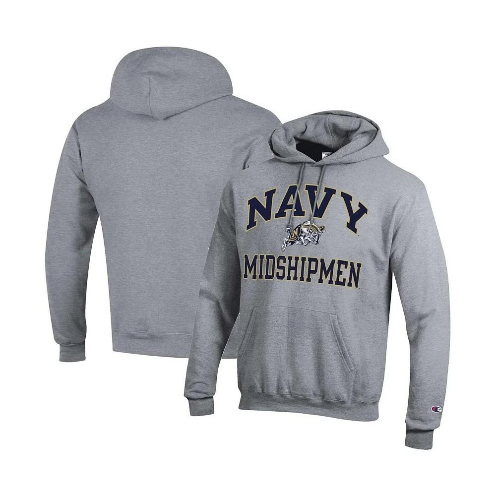 Champion Men's Heather Gray Navy Midshipmen High Motor Pullover Hoodie 1