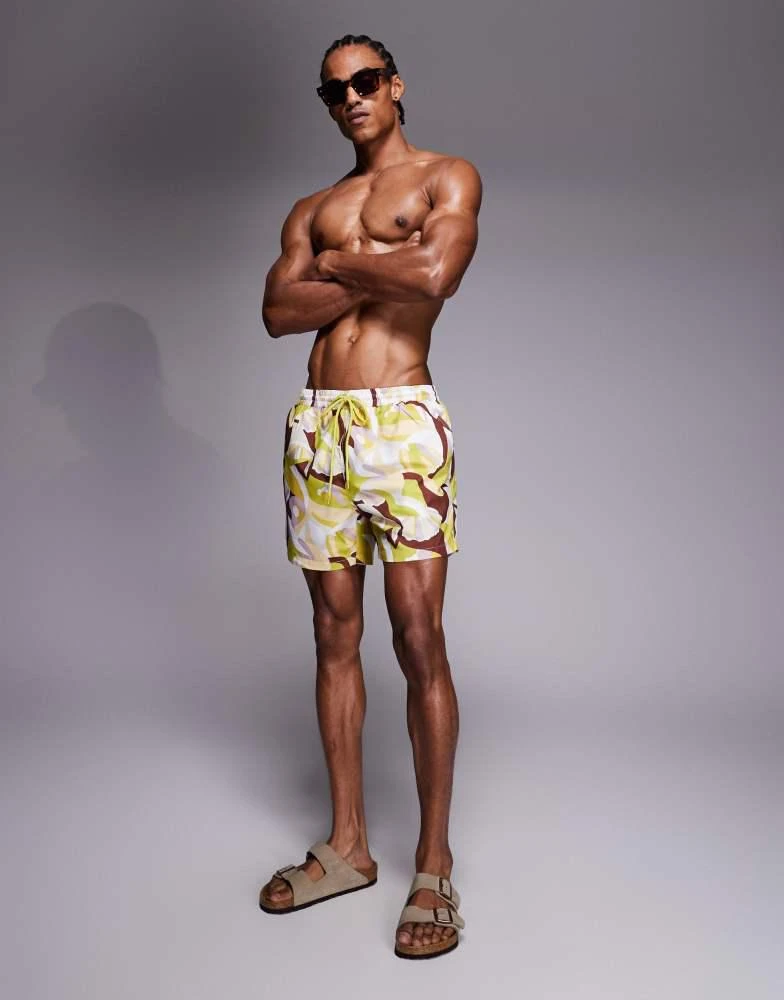 South Beach South Beach retro geo print swimshort in brown 2