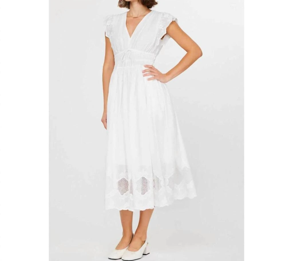 current air Current Air - Embroidered Lace V-neckline Midi Dress 3