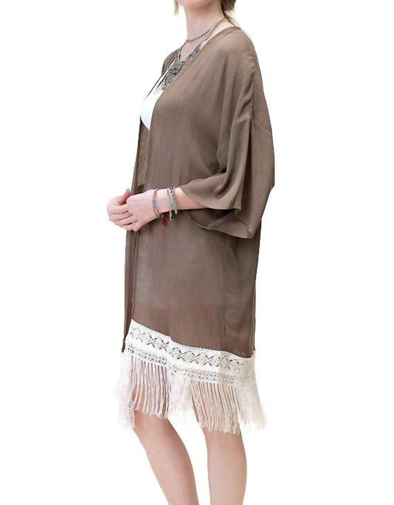 Kori Kori - Bohemian Crochet & Fringe Kimono Jacket