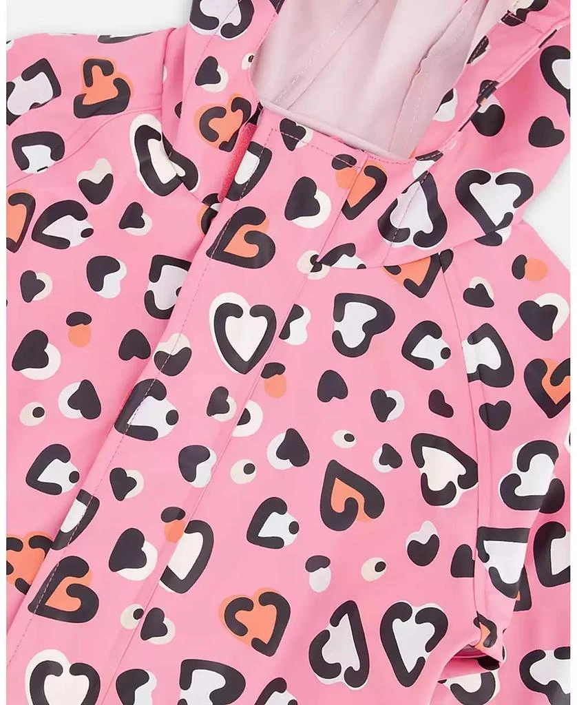 Deux par Deux Baby Girls Rain One-Piece in Polyurethane Pink Heart Print 4