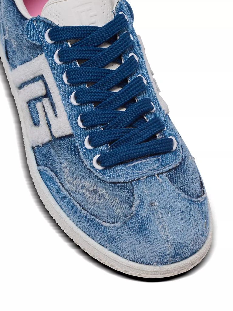 Balmain Swan Destroyed Denim Low-Top Sneakers 7