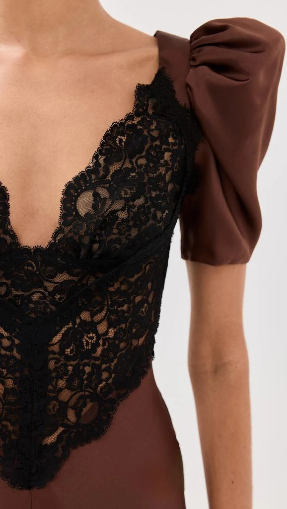 Rodarte Silk Satin Short Sleeve Dress with Lace Details 5
