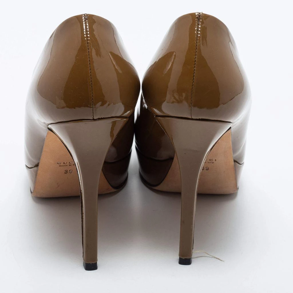 Gucci Gucci Olive Green  Patent Leather Tile Square Toe Platform Pumps Size 39 5
