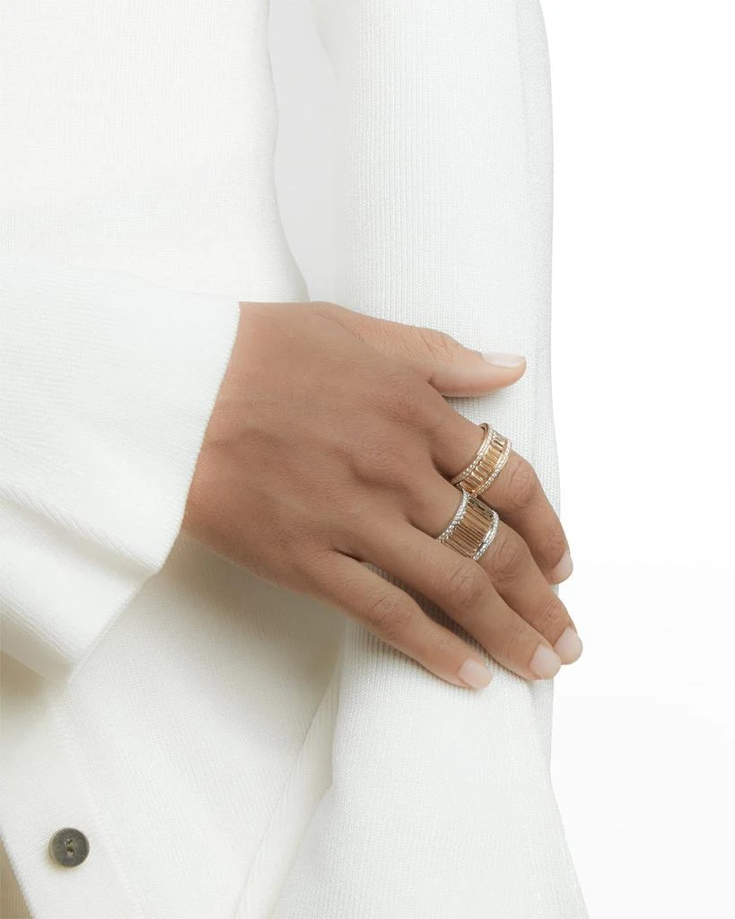 Walters Faith Clive Rose Gold Wide Fluted Band Ring with White Gold and Diamonds 2