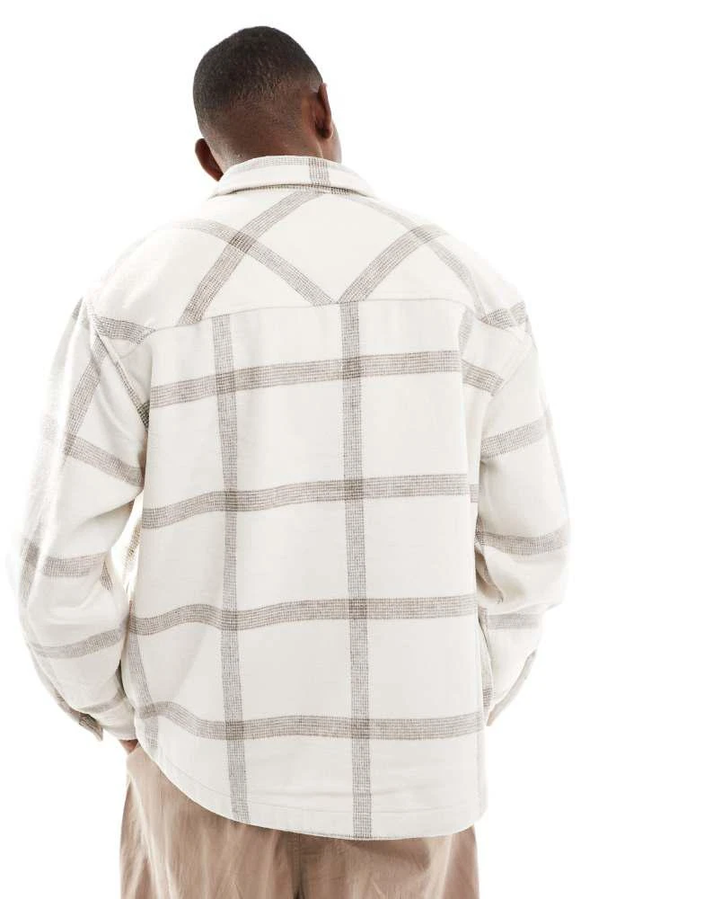 Pull&Bear Pull&Bear flannel check shirt in white 4