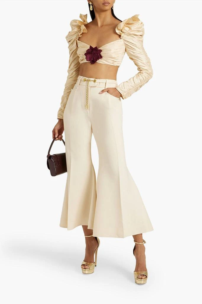Zimmermann Cropped ruched silk-shantung top 2