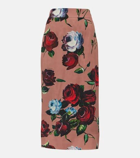 Dolce 
Gabbana Floral silk-blend charmeuse midi skirt 1