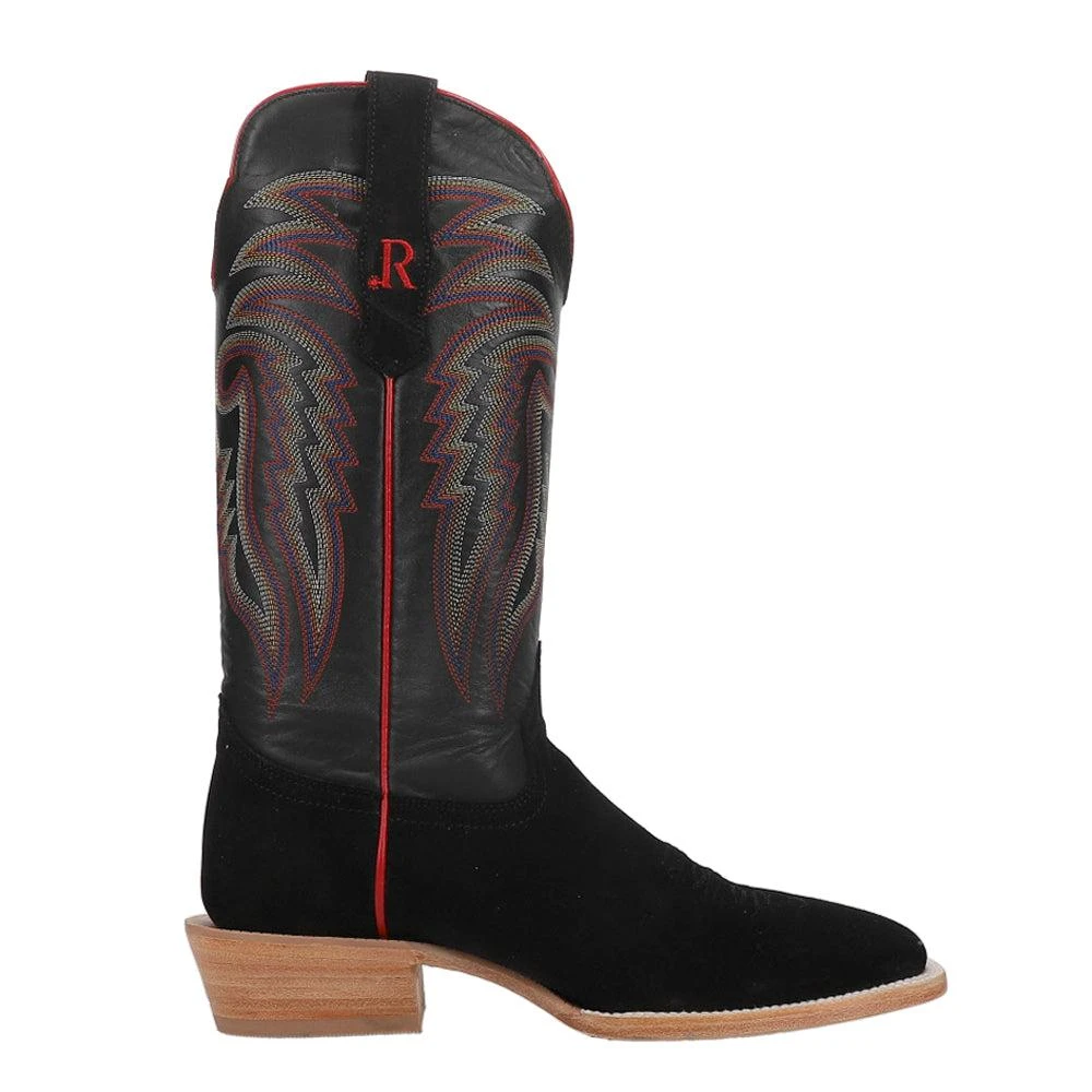 R. Watson Boots Black Rough Out Wide Square Toe Cowboy Boots 1