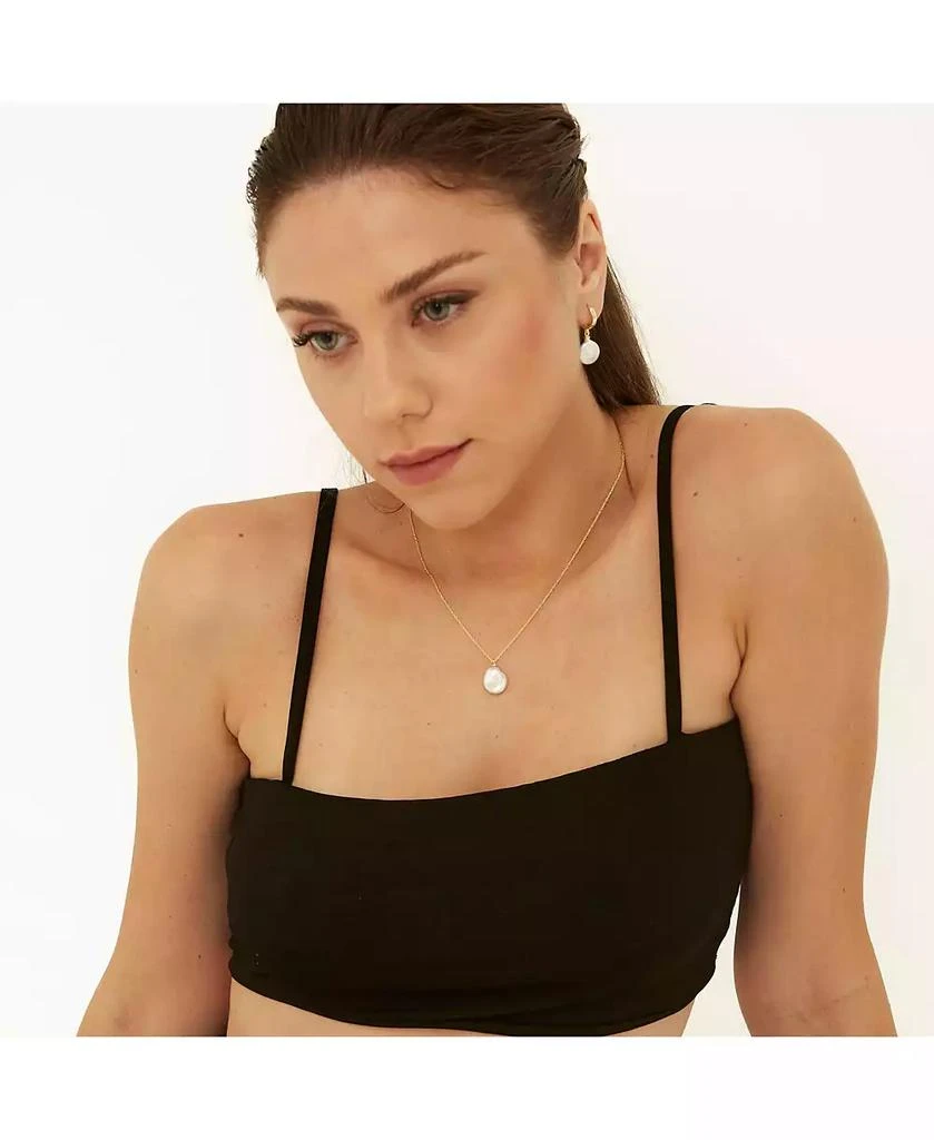 Spero London Baroque Flat Pearl Pendant Necklace Sterling Silver 2