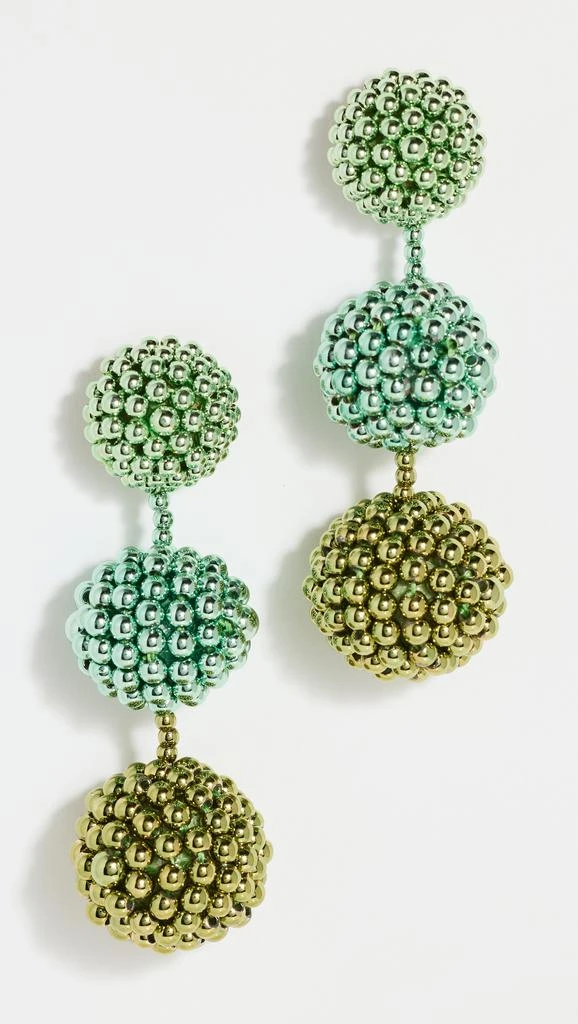 Oscar de la Renta 3 Ball Beaded Chandelier Earrings 1