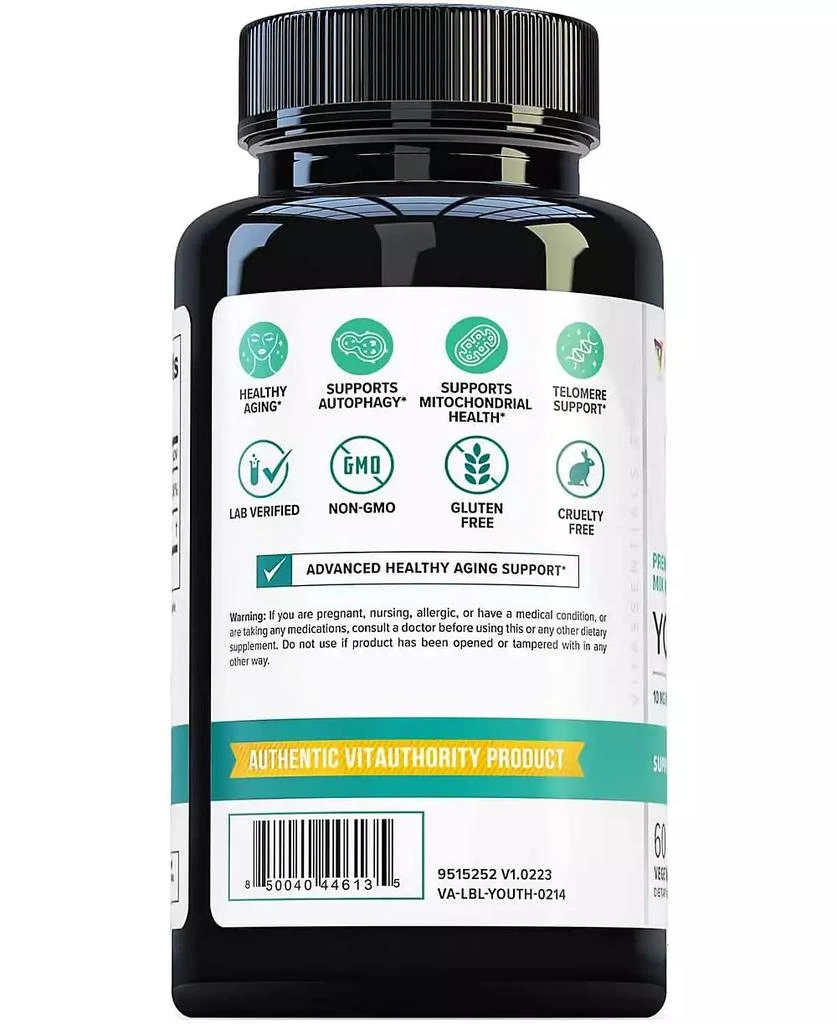 Vitauthority Youth Premium Anti-Aging Mix Capsules, Anti Aging Supplement for Women and Men s Longevity, Brain, Heart, Cell 
Skin Support, 60ct 2